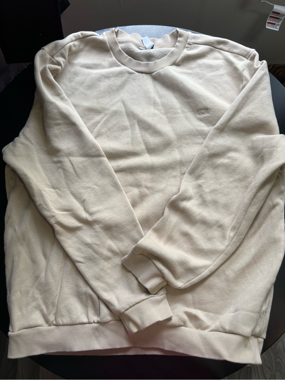 Calvin Klein Men's Cream/Oatmeal Crewneck Sweatshirt